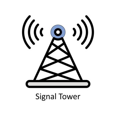 Sinyal kulesi vektörü ana hatlı simge biçimi illüstrasyonunu doldurdu. EPS 10 Dosyası