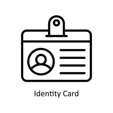 Kimlik kartı vektör ana hatları simge biçimi illüstrasyonu. EPS 10 Dosyası