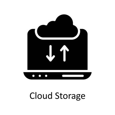 Bulut Depolama Vektörü Katı simge biçimi illüstrasyonu. EPS 10 Dosyası