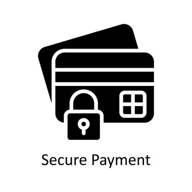 Güvenli Ödeme Vektörü Katı simge biçimi illüstrasyonu. EPS 10 Dosyası