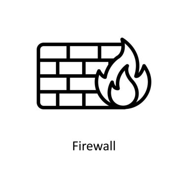 Firewall Vektör ana hatları simgesi çizimi. EPS 10 Dosyası
