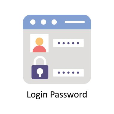 Giriş parolası vektörü Düz simge biçimi illüstrasyonu. EPS 10 Dosyası