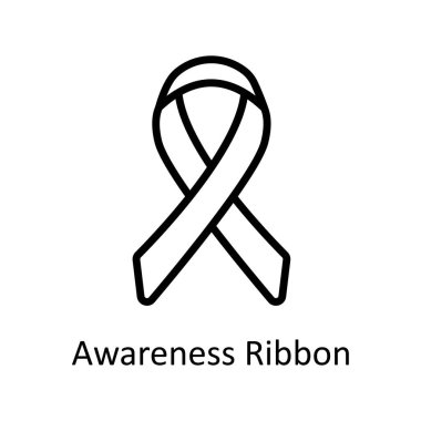 Farkındalık Kurdele vektör ana hatları simge biçimi illüstrasyonu. EPS 10 Dosyası