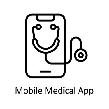 Mobil Tıbbi Uygulama vektör ana hatları simge biçimi illüstrasyonu. EPS 10 Dosyası