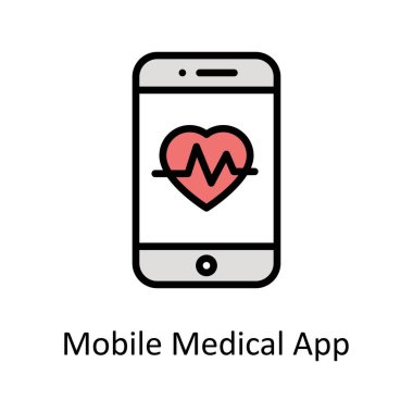 Mobil Tıbbi Uygulama vektörü ana hatları simge biçimi illüstrasyonunu doldurdu. EPS 10 Dosyası