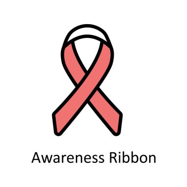 Farkındalık Kurdele vektörü taslak simge biçimi illüstrasyonunu doldurdu. EPS 10 Dosyası