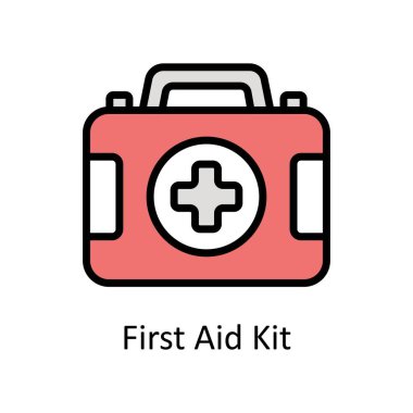 İlk Yardım Kiti vektörü ana hatları simge biçimi illüstrasyonunu doldurdu. EPS 10 Dosyası