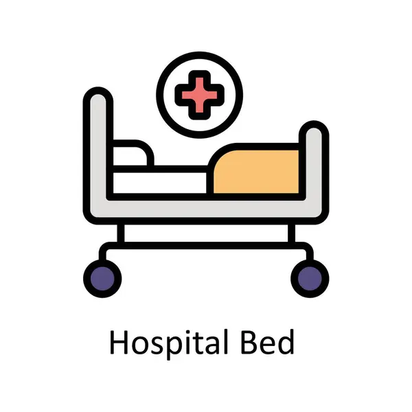 病院のベッドのベクターによって満たされる輪郭のアイコン様式のイラスト Eps ファイル ストックイラスト