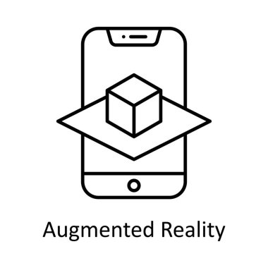 Artırılmış Reality vektör ana hatları simge tasarımı illüstrasyonu. Beyaz arkaplan EPS 10 Dosyasında birim simgesi üretiliyor