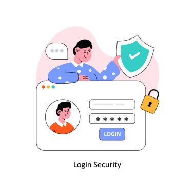 Giriş Güvenliği Düz Biçim Tasarım Vektörü illüstrasyonu. Stok illüstrasyonu