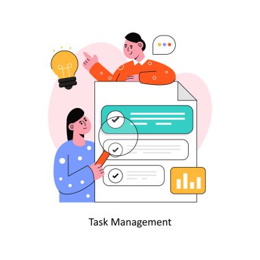 Görev Yönetimi düz stil tasarım vektör çizimi. hisse illüstrasyonu
