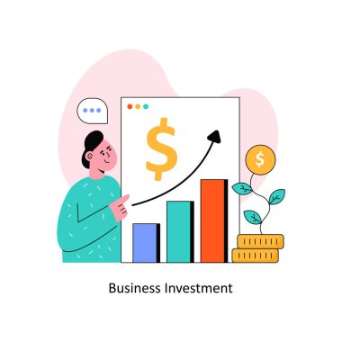 İş yatırımı Düz Tasarım Vektörü illüstrasyonu. Stok illüstrasyonu
