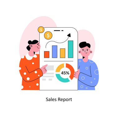Satış raporu Düz Tasarım Vektörü illüstrasyonu. Stok illüstrasyonu