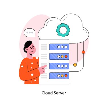 Bulut Sunucusu Düz Biçim Tasarım Vektörü illüstrasyonu. Stok illüstrasyonu