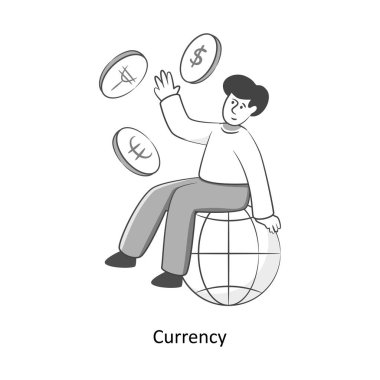 Para Birimi Düz Tasarım Vektörü illüstrasyonu. Stok illüstrasyonu