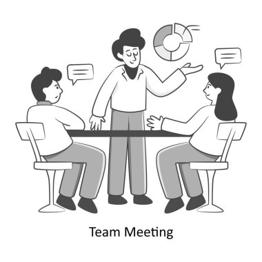 Takım Toplantısı Düz Stil Tasarım Vektörü illüstrasyonu. Stok illüstrasyonu
