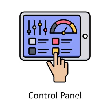 Kontrol Paneli vektör taslağı simge tasarımı illüstrasyonu. Beyaz arkaplan EPS 10 Dosyasında birim simgesi üretiliyor