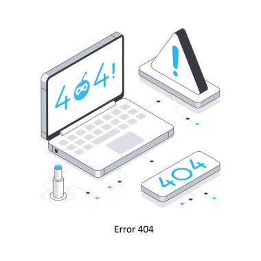 Hata 404 izometrik hisse senedi çizimi. EPS Dosya illüstrasyonu