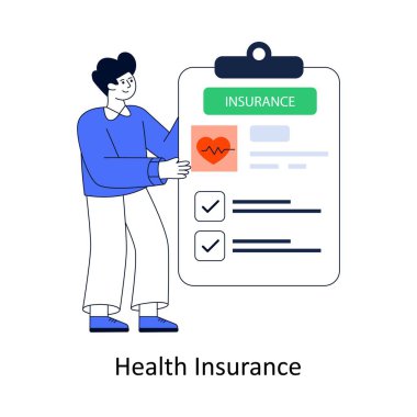 Sağlık Sigortası Düz Tasarım Vektörü illüstrasyonu. Stok illüstrasyonu