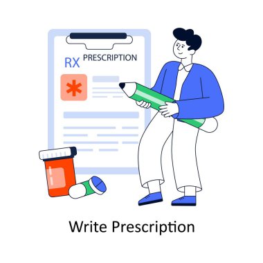 Doktor Reçeteli Düz Tasarım Vektörü illüstrasyonu. Stok illüstrasyonu