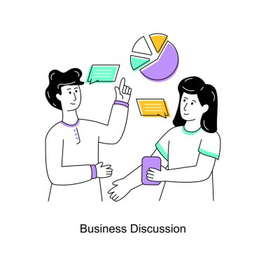 İş tartışması düz stil tasarım vektör çizimi. hisse illüstrasyonu