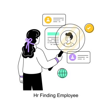 İnsan Kaynakları, Düz Stil Tasarım Vektörü illüstrasyonunu buldu. Stok illüstrasyonu