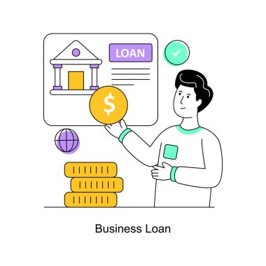 İş Kredisi Düz Tasarım Vektörü illüstrasyonu. Stok illüstrasyonu