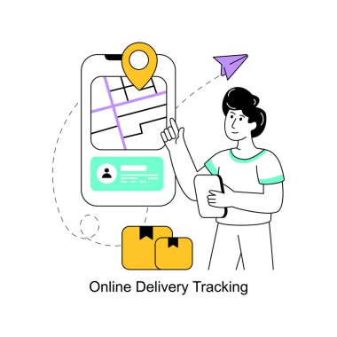 Çevrimiçi Teslimat Düz Biçim Tasarım Vektörü illüstrasyonu. Stok illüstrasyonu