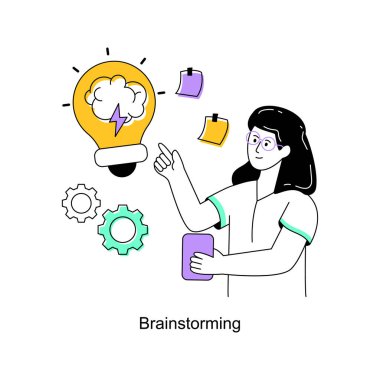 Beyin Fırtınası Düz Stil Tasarım Vektörü illüstrasyonu. Stok illüstrasyonu