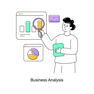 İş Analizi Düz Stil Tasarım Vektörü illüstrasyonu. Stok illüstrasyonu