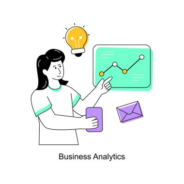 İş Analitikleri Düz Stil Tasarım Vektörü illüstrasyonu. Stok illüstrasyonu