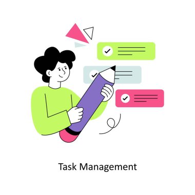 Görev Yönetimi düz stil tasarım vektör çizimi. hisse illüstrasyonu