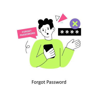 Parola yassı tasarım vektör illüstrasyonunu unuttum. hisse illüstrasyonu