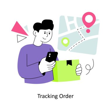 İzleme Sırası Düz Tasarım Vektörü illüstrasyonu. Stok illüstrasyonu