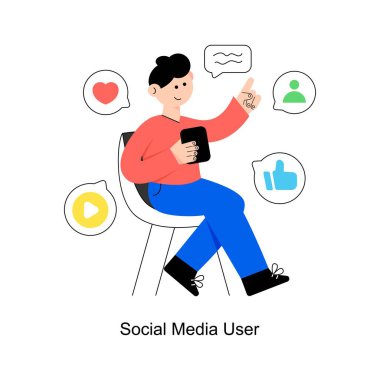 Sosyal medya kullanıcısı düz stil tasarım vektör çizimi. hisse illüstrasyonu