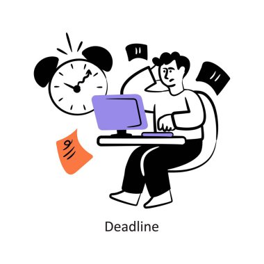 Son teslim tarihi Doldurulmuş Tasarım Biçimi illüstrasyonu. EPS 10 Dosyası 