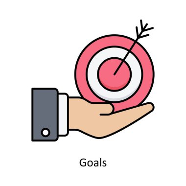 Hedef vektörü ana hatları doldurulmuş Simge Tasarımı illüstrasyonu. Beyaz arkaplan EPS 10 Dosyasında Grafik Tasarım Sembolü