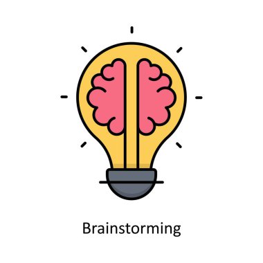Beyin Fırtınası vektörü Simge Tasarımı illüstrasyonunu ana hatlarıyla doldurdu. Beyaz arkaplan EPS 10 Dosyasında Grafik Tasarım Sembolü