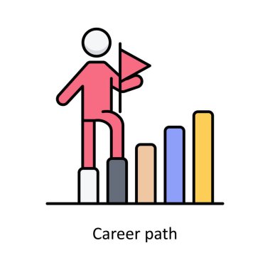 Kariyer Yolu vektörü ana hatlı Simge Tasarımı illüstrasyonu. Beyaz arkaplan EPS 10 Dosyasında Grafik Tasarım Sembolü