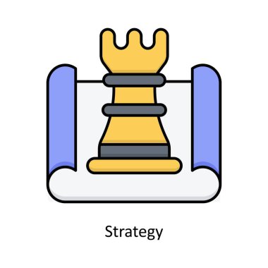 Ana hatları Simge Tasarımı illüstrasyonuyla doldurulmuş strateji vektörü. Beyaz arkaplan EPS 10 Dosyasında Grafik Tasarım Sembolü