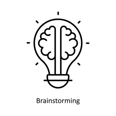 Beyin fırtınası vektör anahatları Simge Tasarım illüstrasyonu. Beyaz arkaplan EPS 10 Dosyasında Grafik Tasarım Sembolü