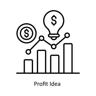Kâr Fikri vektör anahatları Simge Tasarımı illüstrasyonu. Beyaz arkaplan EPS 10 Dosyasında Grafik Tasarım Sembolü