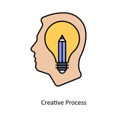 Yaratıcı Süreç vektörü Outline simge tasarımı illüstrasyonunu doldurdu. Beyaz arkaplanda Seo ve Web sembolü EPS 10 dosyası