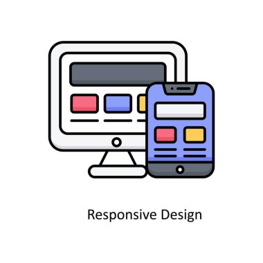 Tepki Tasarım vektörü Outline simge tasarımı illüstrasyonunu doldurdu. Beyaz arkaplanda Seo ve Web sembolü EPS 10 dosyası