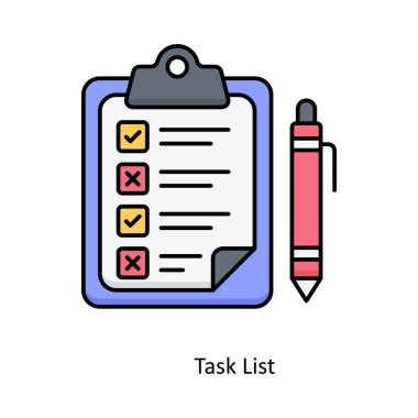 Görev Listesi vektörü Outline simge tasarımı illüstrasyonunu doldurdu. Beyaz arkaplanda Seo ve Web sembolü EPS 10 dosyası