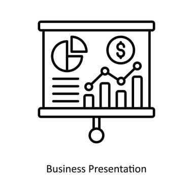 Business Presentation vector Outline tasarım illüstrasyonu. Beyaz arkaplanda Seo ve Web sembolü EPS 10 dosyası