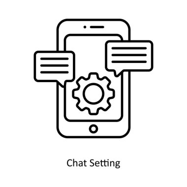 Sohbet Ayarları vektör taslağı tasarım illüstrasyonu. Beyaz arkaplanda Seo ve Web sembolü EPS 10 dosyası