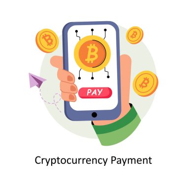 Kripto para birimi ödemesi stil illüstrasyonunu içeriyor. EPS 10 Dosyası.