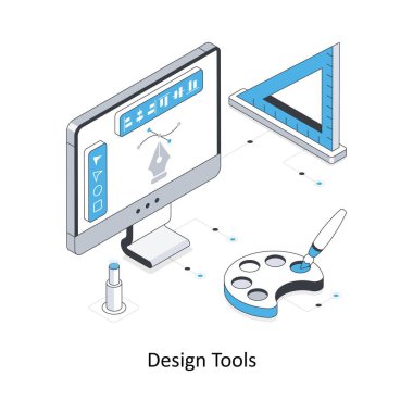 Tasarım Aletleri Isometric hisse senedi çizimi. EPS Dosya illüstrasyonu