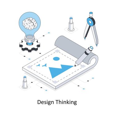 Tasarım Düşünme Isometric hisse senedi çizimi. EPS Dosya illüstrasyonu